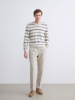 Bisiklet Yaka ?izgili Erkek Triko Kazak