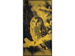 Полотенце махровое 6с102.413ж1 Фото-сова(т.желтый) 81х160см