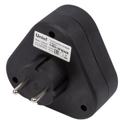 S-ES3-16F BLACK Разветвитель сетевой, б/з. 3 гнезда. 16А, 3500Вт. Черный. ТМ Uniel