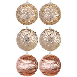 Набор 6 новогодних шаров 9,5*9,5 см "Шампань"