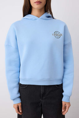 TRENDYOLMILLA Bordo S?rt Bask? Detayl? Kapusonlu Kal?n Ici Polarl? Orme Sweatshirt TWOAW22SW0711  фото 12