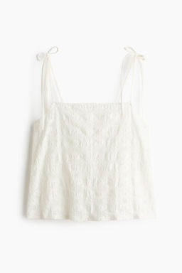 Top en tejido jacquard con tirantes de lazo