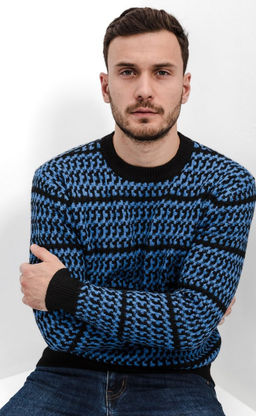 Джемпер мужской в полоску F310-0501 синий - Fine joyce фото 10