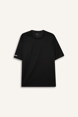 DeFactoFit Boxy Fit Bisiklet Yaka Arma Bask?l? Bask?l? Sporcu K?sa Kollu Tisort  фото 5