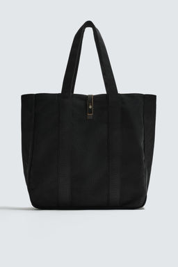 BOLSO SHOPPER TEJIDO / Negro