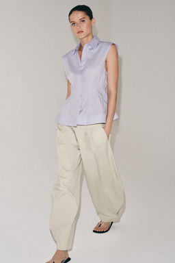 CAMISA PLIEGUES MANGA SISA ZW COLLECTION / Malva claro