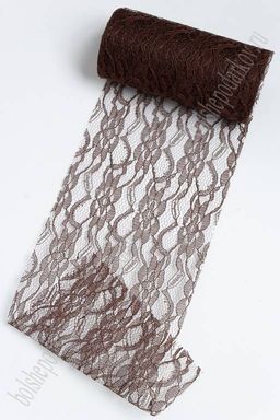 Фатин с узором "Цветы" 15 см*10 ярд (SF-2940) шоколадный №7