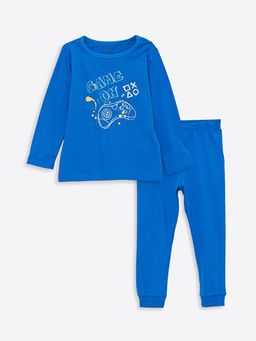 Bisiklet Yaka Uzun Kollu Bask?l? Erkek Bebek Pijama Tak?m?