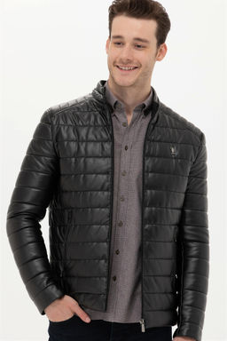 U. S. Polo Assn / Мужская черная кожаная куртка - U.s. polo assn фото 2