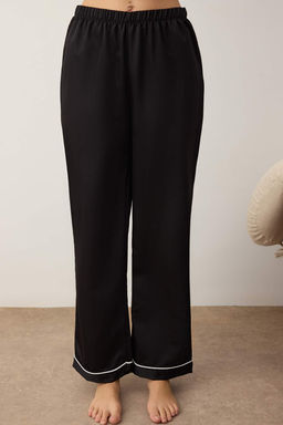 Siyah Biyeli Mat Saten Dokuma Pijama Tak?m? THMAW26PT00031 - Trendyolmilla фото 3