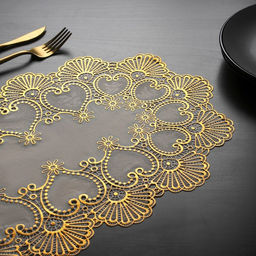 Набор салфеток ажурных Доляна «Восток», 46×30 см, 4 шт, ПВХ, цвет золотой