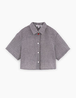 Клетчатая кроп-рубашка для девочки 241059