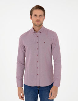 Bordo Slim Fit Uzun Kollu G_mlek