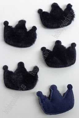 Патч меховой "Корона" 5,5*4,5 см (10 шт) SF-3164, темно-синий