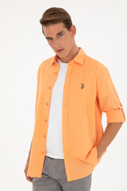 U. S. Polo Assn / Мужская оранжевая базовая рубашка с длинным рукавом - U.s. polo assn фото 10