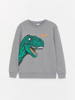 Bisiklet Yaka Bask?l? Uzun Kollu Erkek ?ocuk Ti??rt