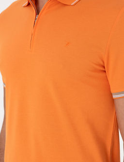 Turuncu Slim Fit %100 Pamuk Fermuarl_ Polo Yaka T-shirt - Cacharel фото 7