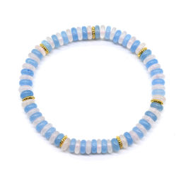 Браслет из кварца диски 6*2мм цв.розовый, голубой, 16см