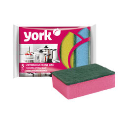 Губка для посуды с абразив.10 х 7см (5шт.) "York" (3004)