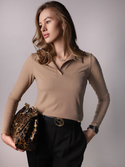 Лонгслив поло женский КФ101 Песочный от фабрики Спортсоло