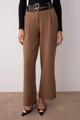Vizon Cift Kemer Detayl? Wide Leg/Genis Paca Pantolon TWOAW26PL00013