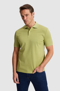 Erkek Ye_il Regular Fit Polo Yaka Basic Ti__rt