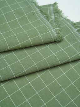 Вареный (стираный) хлопок Белая клетка (1.6*1.6см) на болотно-зеленом, ш.2.5м, хл-100%, 125гр/м.кв - Купава фото 4