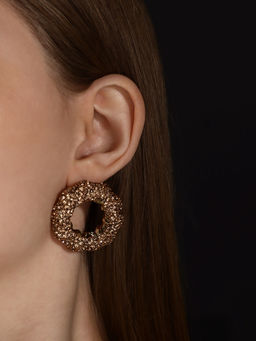 Серьги со стразами QF Блеск кольцо, цвет золото