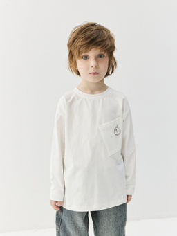 Лонгслив оверсайз Молоко с карманом - Bungly фото 2