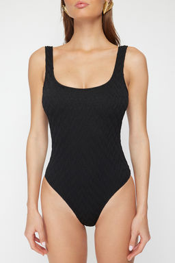 Siyah Dokulu Kare Yaka Kapl? Regular Mayo TBESS23MA00223