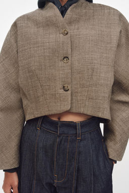 CHAQUETA CORTA CON LANA ZW COLLECTION / Tostado - Zara фото 3