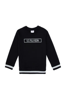 Erkek _ocuk Siyah Basic Bisiklet Yaka Sweatshirt