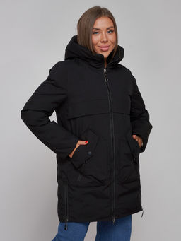 Зимняя женская куртка молодежная с капюшоном черного цвета 58622Ch - RoccaManer фото 13