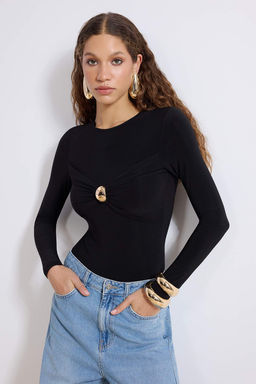 Siyah Aksesuar Detayl? Buzgulu Alttan C?tc?tl? Party Body TPRSS26BD00006