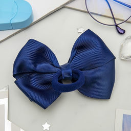 Цена за 6 шт. Бант для волос на резинке «Школьница», ромашка классик, 11 см, синий