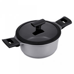 Кастрюля с антипригарным покрытием Moderno 4,2л, д24см, h17,5см, s1,8мм, дно s5мм, литой алюминий, стеклянная крышка с силиконовый ободом, бакелитовая ручка с покрытием soft-touch, Regent (Китай) Подходит для всех видов плит, включая индукционн