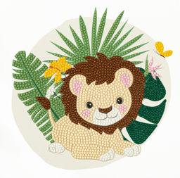 Кристальная (алмазная) мозаика ФРЕЯ ALBP-307 постер Милый львёнок 20 х 20 см