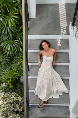 VESTIDO MIDI LUNARES / Blanco / Negro - Zara фото 3