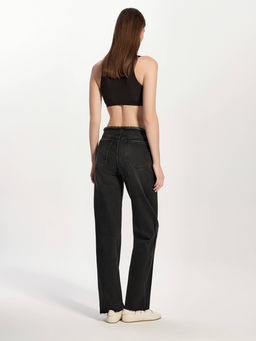 CONTE CON-745 Чёрные джинсы wide leg из eco-friendly денима средней посадки black - Conte elegant фото 3