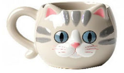 Кружка керамическая Blue eyed cat, grey (410 мл)