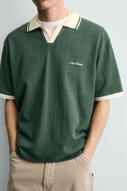 POLO JACQUARD VERTICAL BORDADO / Verde - Zara фото 5
