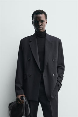 DOUBLE-BREASTED PINSTRIPE SUIT BLAZER - Zara фото 2