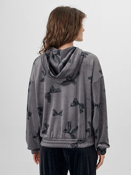 Толстовка женская велюровая серая с узором бантики - Mark formelle фото 2