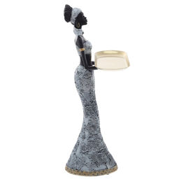 Фигурка декоративная "Африканка" с подносом, L22,5 W16,5 H45 см