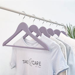 Набор вешалок дерев., 6 шт., прямых, с переклад., 44.5*23*1.2 см, цвет сиреневый, LAV, шт - Valiant фото 6