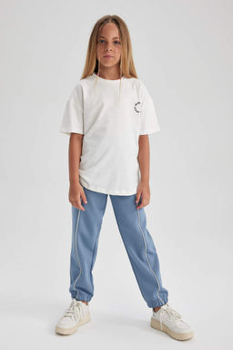 Футболка с короткими рукавами и принтом для девочек Relax Fit - Defacto фото 2