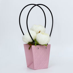 Цена за 10 шт. Сумка для цветов тиснение пудра влагостойкая, 12x12-8x8-12.5 см - UPAK LAND фото 4