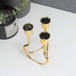 Подсвечник на 3 свечи «Равновесие», металл под золото, 15×10×10 см