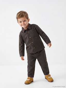 Kareli Poplin Erkek Bebek G?mlek ve Pantolon