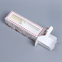 Цена за 5 шт. Коробка новогодняя для макарун «С Новым годом» 18×5.5×5.5 см